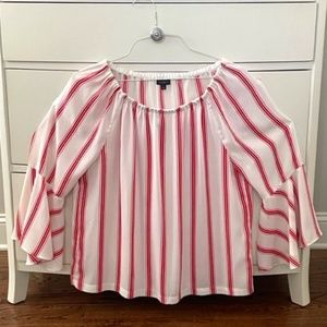 Talbots Large Striped Blouse with 3/4 Flowing Sleeve